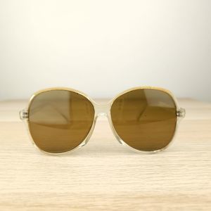 Vtg 60s/70s LARGE Oversized Round Women's Sunglasses Clear Plastic